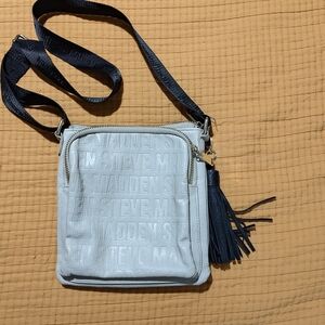 Steve Madden Embossed White Crossbody Bag with Black Strap